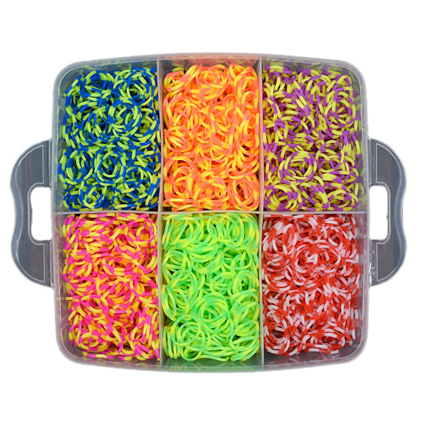 Loom Bands sæt 4.500 stk bånd - Lav dine egne armbånd & figurer flerfarvet multicolor