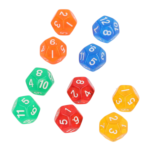 40 stk. 12-sidede transparente terninger Vandtætte 5 farver transparente terninger til brætspil og matematikundervisning