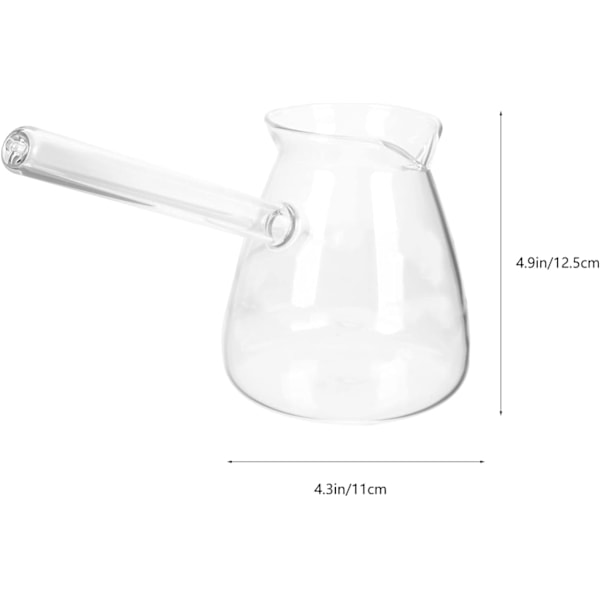 Arabisk glass kaffekanne, tyrkisk kaffekanne med håndtak, melke- og smørvarmer, kaffetrakter for komfyrtopp, varmebestandig, varm sjokolade smeltegryte, 450 ml