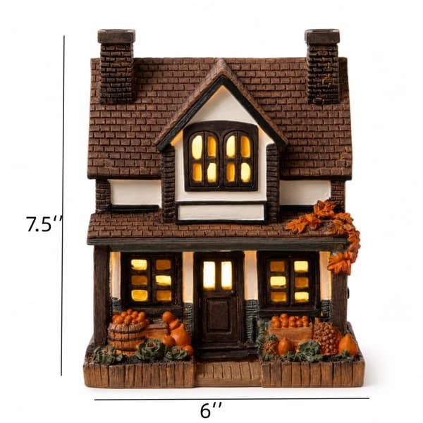 Græskarhus LED-pynt i harpiks, Mini Fehave-dekoration, Lysende skrivebordsudstilling Model B