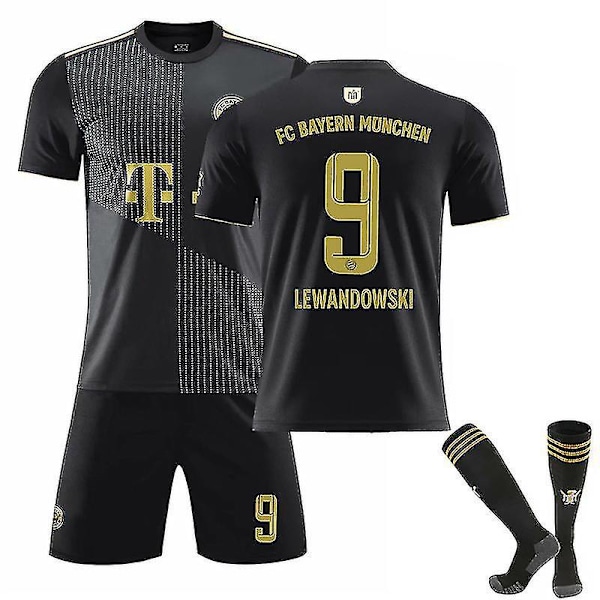 FC Bayern München Barn Fodboldtøj Fodboldtrøje Træningstrøje Kostume 21/22 - Lewandowski/Sane/Muller WY Lewandowski Udebanetrøje Lewandowski Away Lewandowski Away XS (160-165cm)