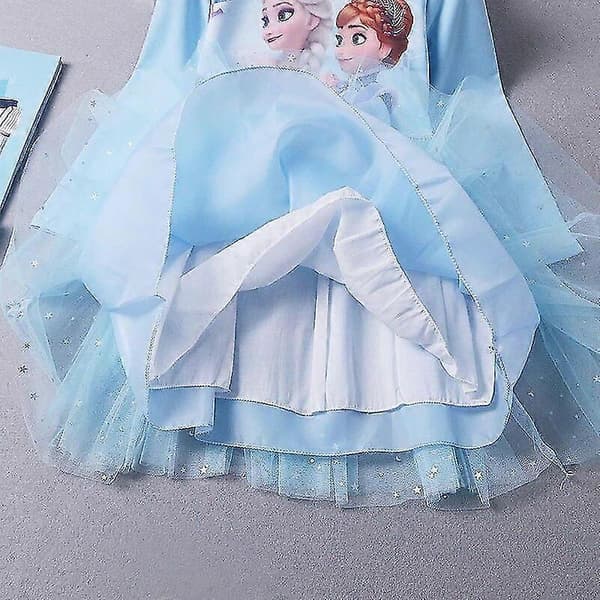 Prinsesse Elsa Efterårskjoler til piger, langærmede Anna-kjoler, børnefødselsdag, balkjole blå Blue 6T