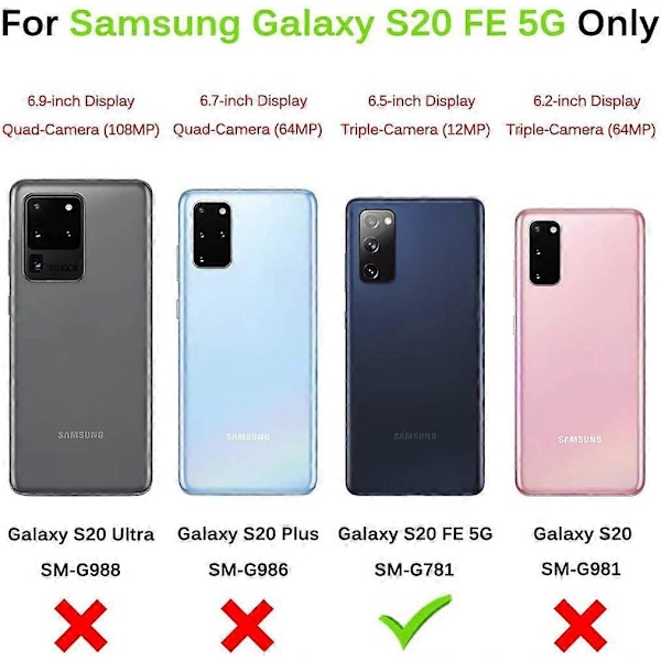 Telefoncover til Samsung Galaxy S20 FE 5G/S20 Fan med hærdet glas skærmbeskytter kortholder pung etui stativ flip læder tilbehør guld