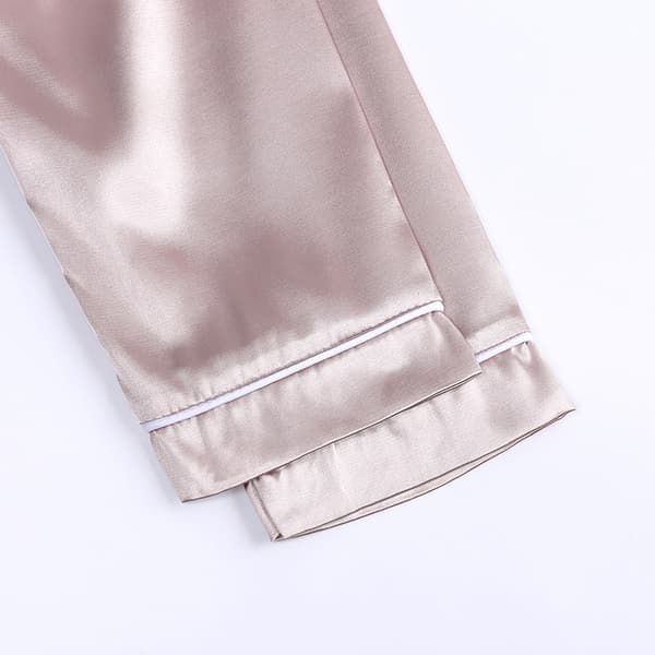 Pyjamas i satin i siden, kortärmad, barnsovkläder aprikos apricot 150