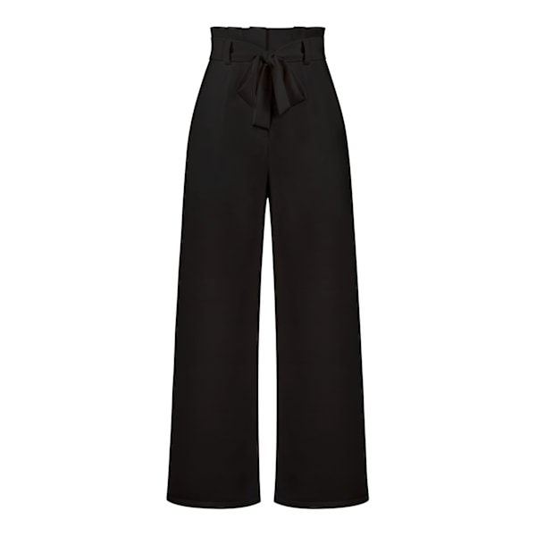 Women's suit pants, casual and versatile wide leg pants with belt temperament, commuting pants, summer black L black