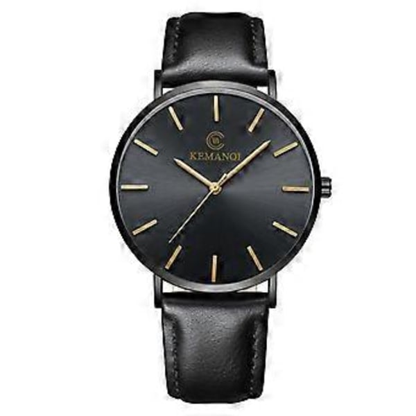 Herreur Slim Ur Tyndt Læder Stål Quartz Chic Stilfuldt Slankt Moderne Herreur E