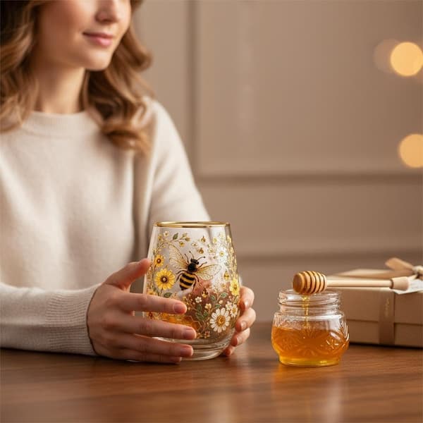 Tekoppar i glas passar både varma och kalla drycker, medan blomsteremaljerade konstglaskoppar är perfekta för heminredning. bee