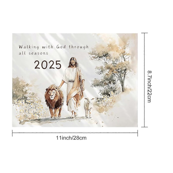 2025 Jesus Väggkalender Religiösa Konstverk Väggkalender Bibelverser Hängande Månadskalender för Kristusälskare