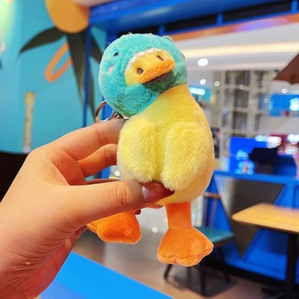 Kreativa roliga söta djurhattar plysch gul vit anka hänge nyckelring nyckelringar Fish Hat