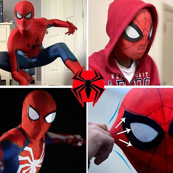 Spider-Man-maske til børn og voksne | Superheltedragt | Premiumkvalitet | Tegneserier | Cosplay | Halloween