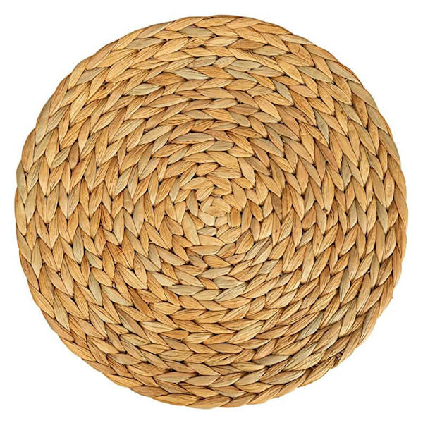 Meriruohipöytätabletti (kudottu vesihyasintti) - 30 cm - pestävä - pyöreä, luonnollinen, 6 kpl:n setti
