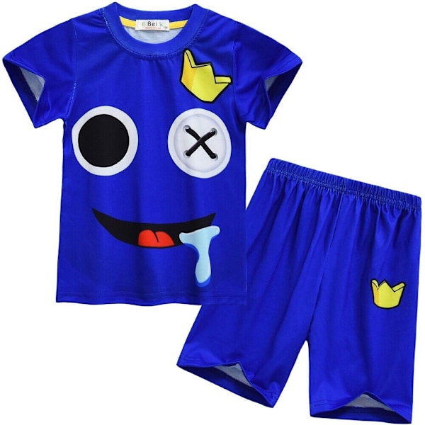 2 st barnpyjamas Roblox Rainbow Friends T-shirt shorts nattkläder D D D 130cm