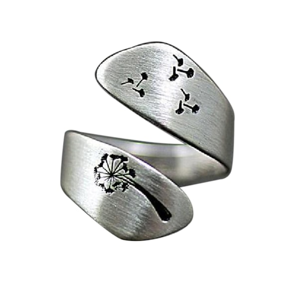 Minimalistisk justerbar omslagsring Maskrosbandring Silver Smycken Present