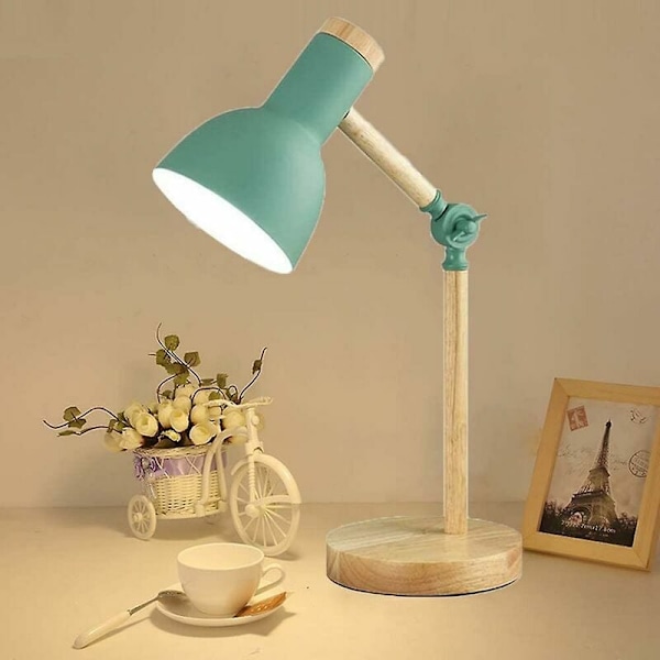 Nordisk bordlampe soverom nattbordslampe barnas øyebeskyttelse leselampe justerbar skrivebordslampe LED E27 studielampe (grønn)