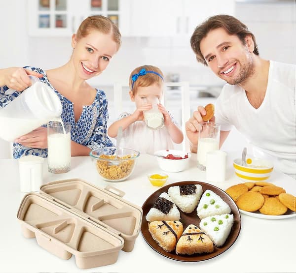 Onigiri Form 6-Huls Trekant Non-stick Sushi Risbold Maker Sammenklappelig til Tang Khaki