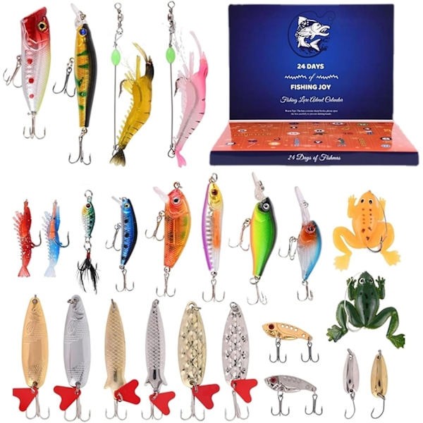 Fiske Adventskalender 2024 för Vuxna | 24 Dagar Fiskedrag Set för Män Jul 150