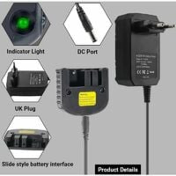 Ersättningsladdare Kompatibel med Black & Decker 9.6V 12V 14.4V 18V Nicad Nimh Batteri HPB18-OPE HPB18 HPB14 HPB12 HPB96 244760-00 A1718 FSB18—