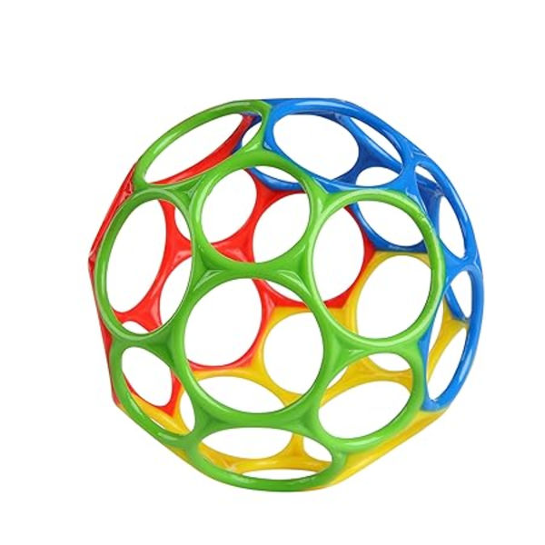 Bright Starts Oball Easy Grasp Classic Bold BPA-fri Baby Legetøj i Rød, Gul, Grøn, Blå, Alder Nyfødt og opefter, 10 cm