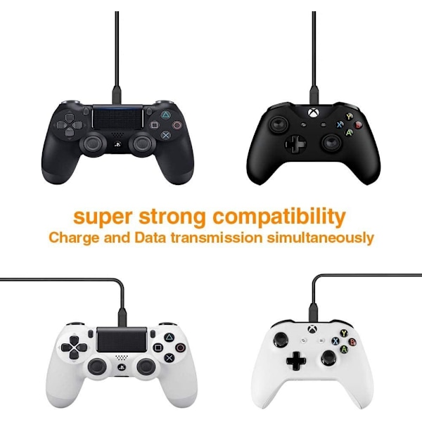 2-pak Playstation 4 / PS4 Ladekabel til controller 3m Sort[mo]