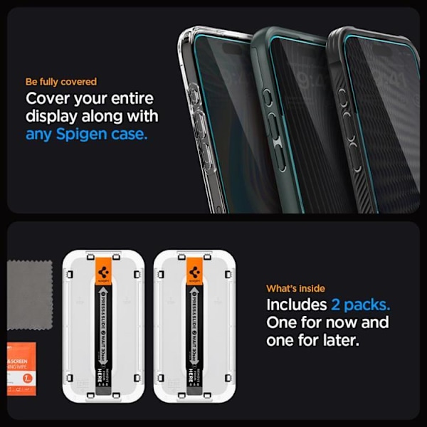 Spigen iPhone 15 Pro Max Herdet Glass Skjermbeskytter Privacy 100