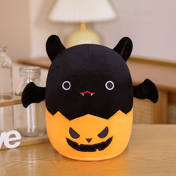 Mub- Squishmallows Halloween græskar pude Rolig flagermus græskar plys lille djæveldukke Orange flagermus Orange bats 20cm