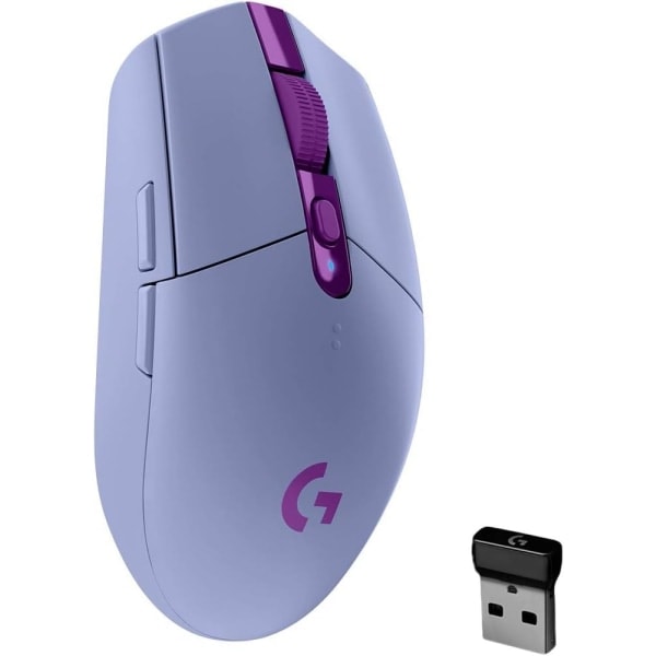 Logitech G305 LIGHTSPEED trådløs gamingmus, Hero 12K-sensor, 12.000 DPI, letvægts, 6 programmerbare knapper, 250 timers batterilevetid Purple