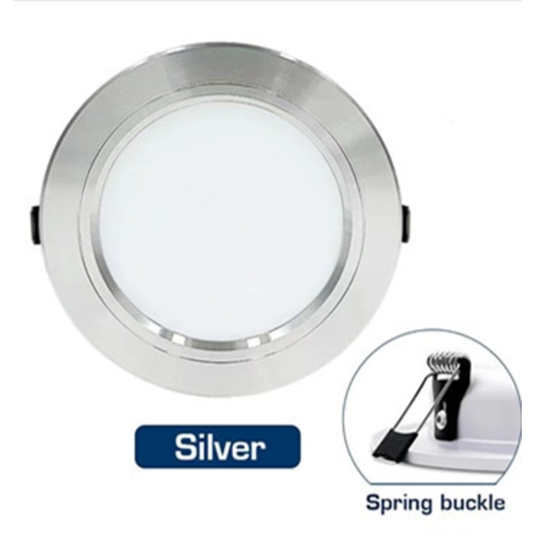 Innebygd LED-spotlight sølv silver 12W warm light 220V