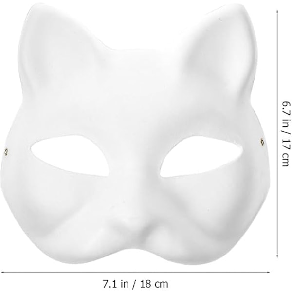 30 stk hvite kattemasker hvite revemasker dyr halv ansiktsmaske maske papir umalt tom DIY Halloweenmaske for maskerade cosplayfest  [L] 30pcs