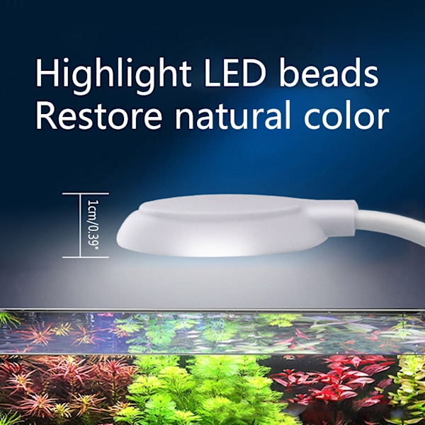 LED akvariebelysning med klemme til små og mellemstore fisk
