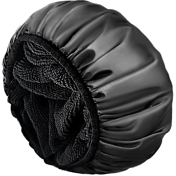 Brusehætte, Oversized Triple Dryer Dame Brusehætte Mikrofiber Terry Cloth Silke Satin, Vandtæt Genanvendelig Brusehætte Til Langt Hår