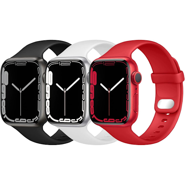 Kompatibelt med Apple Watch Armband Mjukt Sport Silikonband Svart/Vit/Röd Black/white/red 42/44/45mm
