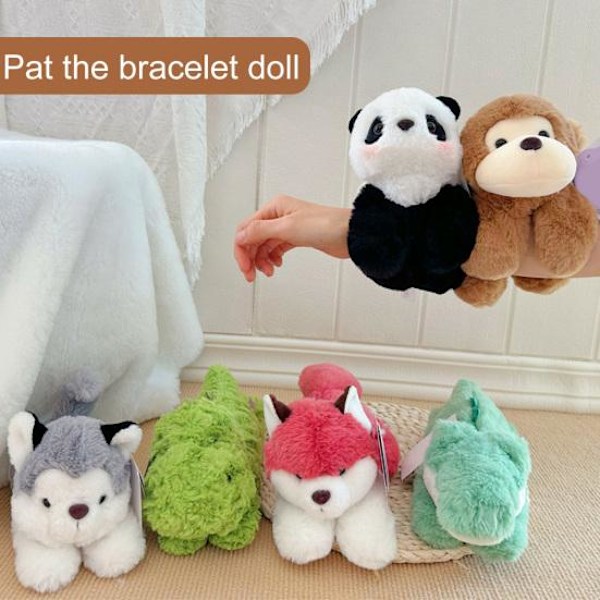 1. søde dyr klappe ring armbånd (panda/abe/ræv/krokodille/husky/dinosaur) plysj håndled Doll (kimi-brown bear 22cm)