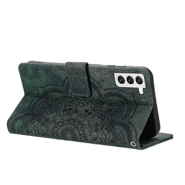 Frostat läderfodral för Mandala Emed Retro Telefon Gree Green For Samsung Galaxy S21+ 5G