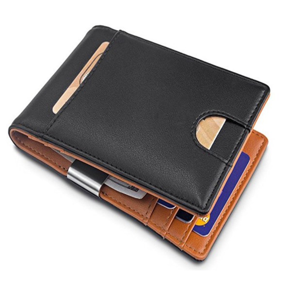 Pengar Clip Plånbok Herr Slim Front Pocket RFID Blockering Kort Hållare Bifold Plånbok