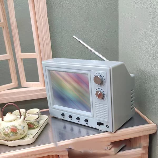 Dockhus Mini TV USB-opladningslegetøj pyntegenstandssimuleringslegetøj Red