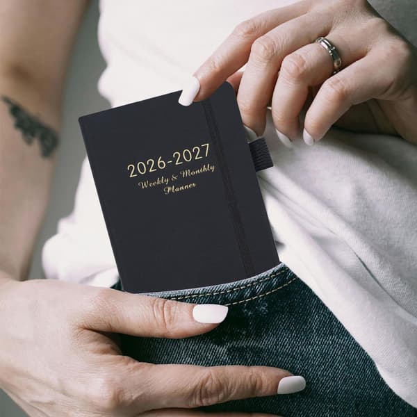 Bobypet 2026-2027 Skoleårs Bærbar Planlægger, inklusive ugentlige og månedlige planer, sort. Black