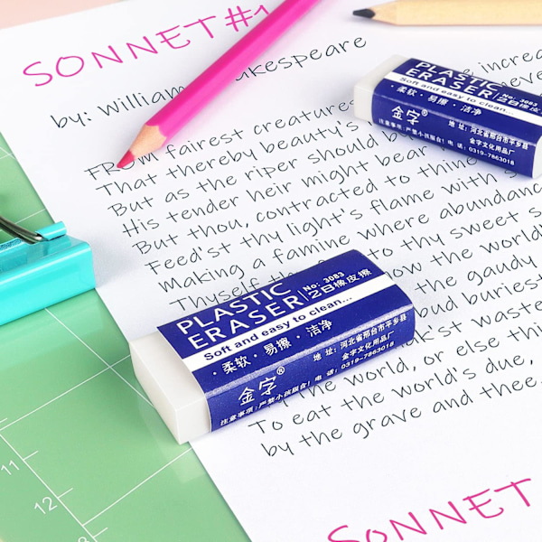 12-pack suddgummin, stora vita suddgummin för skola och kontor, konstnärssuddgummin för ritning