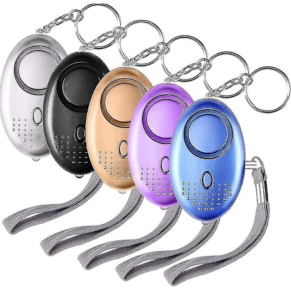 5-pack 140db personligt säkerhetslarm nyckelring med LED-lampa, personligt larm - Perfekt【mo】