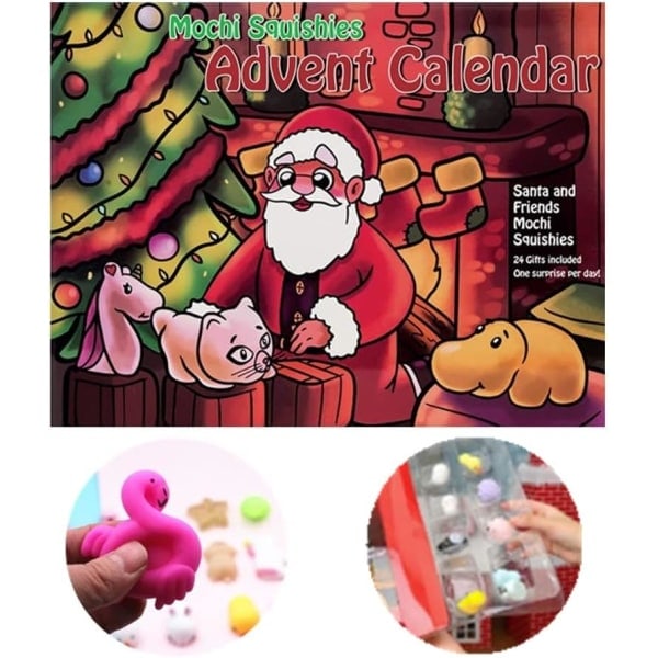 Adventskalender 2023, 24 Mochi Squishies-leker, julekalender, 24 dagers overraskelseskalendere B