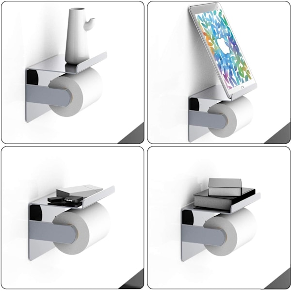 WC-paperirullanpidike, SUS 304 ruostumaton teräs, kiillotettu kromi, moderni WC-paperiteline puhelinhyllyllä, keittiötarvikkeet kylpyhuoneeseen F928-03B