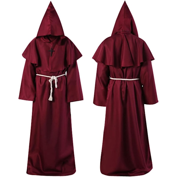 Halloween-koriste, keskiaikainen renessanssi, munkkihuppu ja naru, miehet papit ristillä teematilaisuuteen Halloween cosplay karnevaali ja karnevaali Vinröd XL