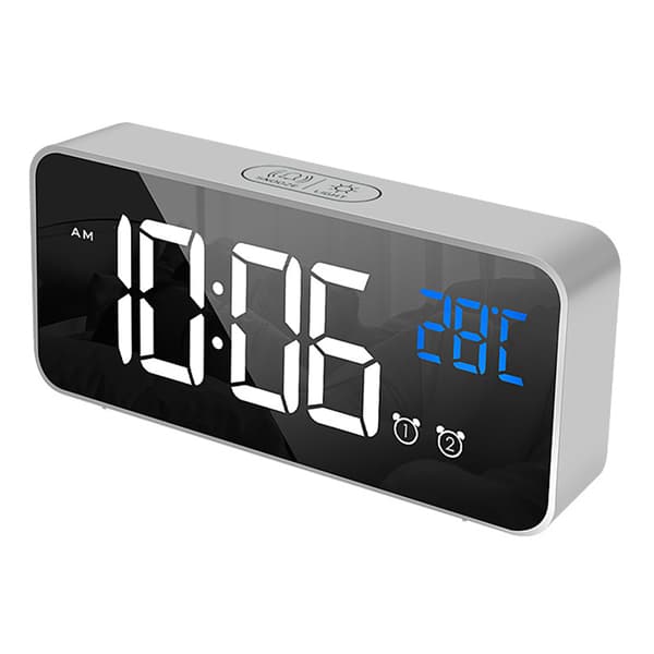 Digital väckarklocka, LED-spegel elektronisk klocka, skrivbordsklocka