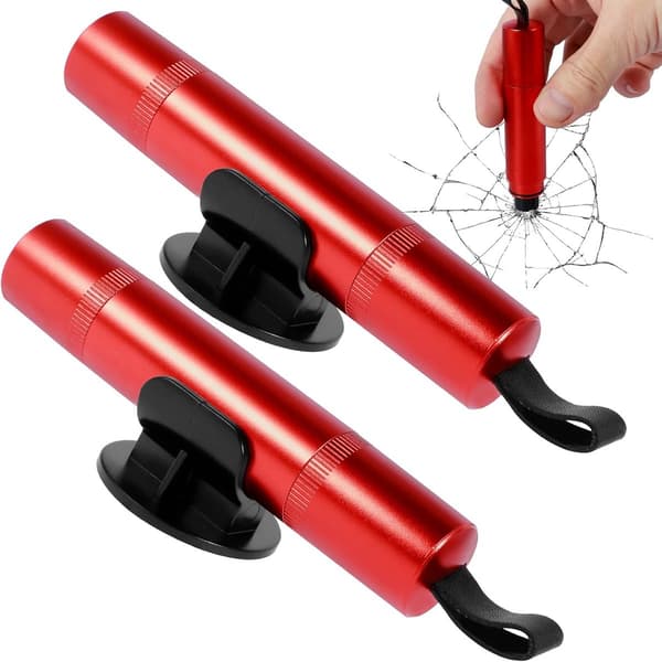 Bilsäkerhetshammare 4-pack, nödhammare, bilhammare, 2-i-1 säkerhetshammare, röd. rood 4