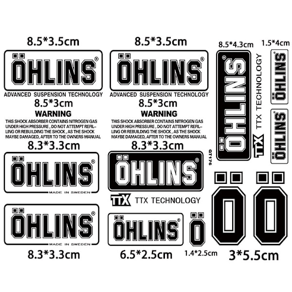 Läpinäkyvät OHLINS-tarrat koristeelliset tarrat black