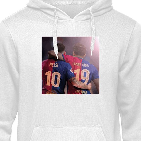 Barn-Hoodie | Mjuk Huvtröja för Barn Lamine Yamal VS Messi vit white 12-13 År