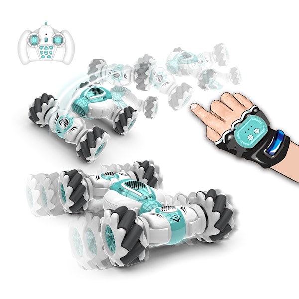 2,4 GHz Fjernstyrt Bil 4WD - Se Geststyrt Kontroll RC Stuntbil med LED-lys Musikk Effekt Barn Leke - WELLNGS Blue