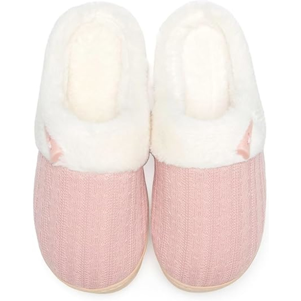 Damtofflor med fluffigt foder, Memory Foam, tofflor att sticka in i, halksäkra, varma plyschskor för sovrummet med fuskpälsfoder