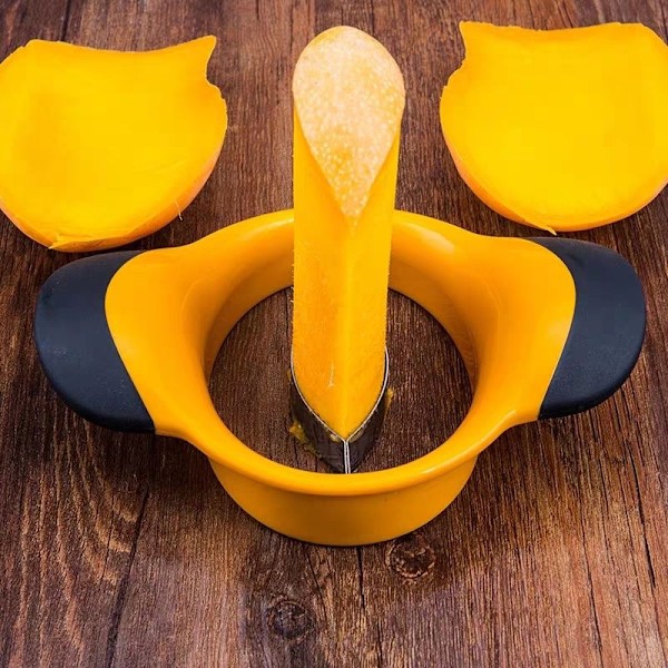 1-delt mango slicer, deler og kerner, skridsikkert håndtag, rustfrit stål