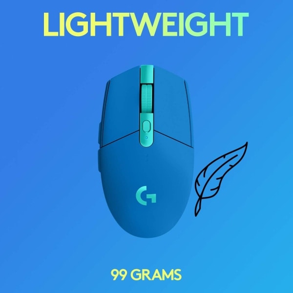 Logitech G305 LIGHTSPEED trådløs spillmus, Hero 12K-sensor, 12 000 DPI, lett, 6 programmerbare knapper, 250 timers batteritid Blue