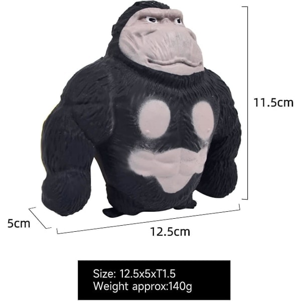 Stretchiga apa-leksaker, Splat apa stressleksak, Squeeze apa splat-leksaker, stressavlastande fidgetleksaker stress squeeze gorilla-leksaker svart Black